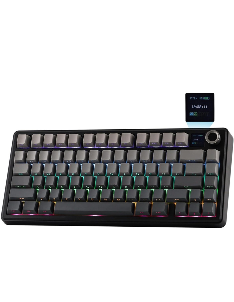 Teclado gamer alámbrica e inalámbrica QWERT inglés con interruptor lineal (red black) Aula F75 Max