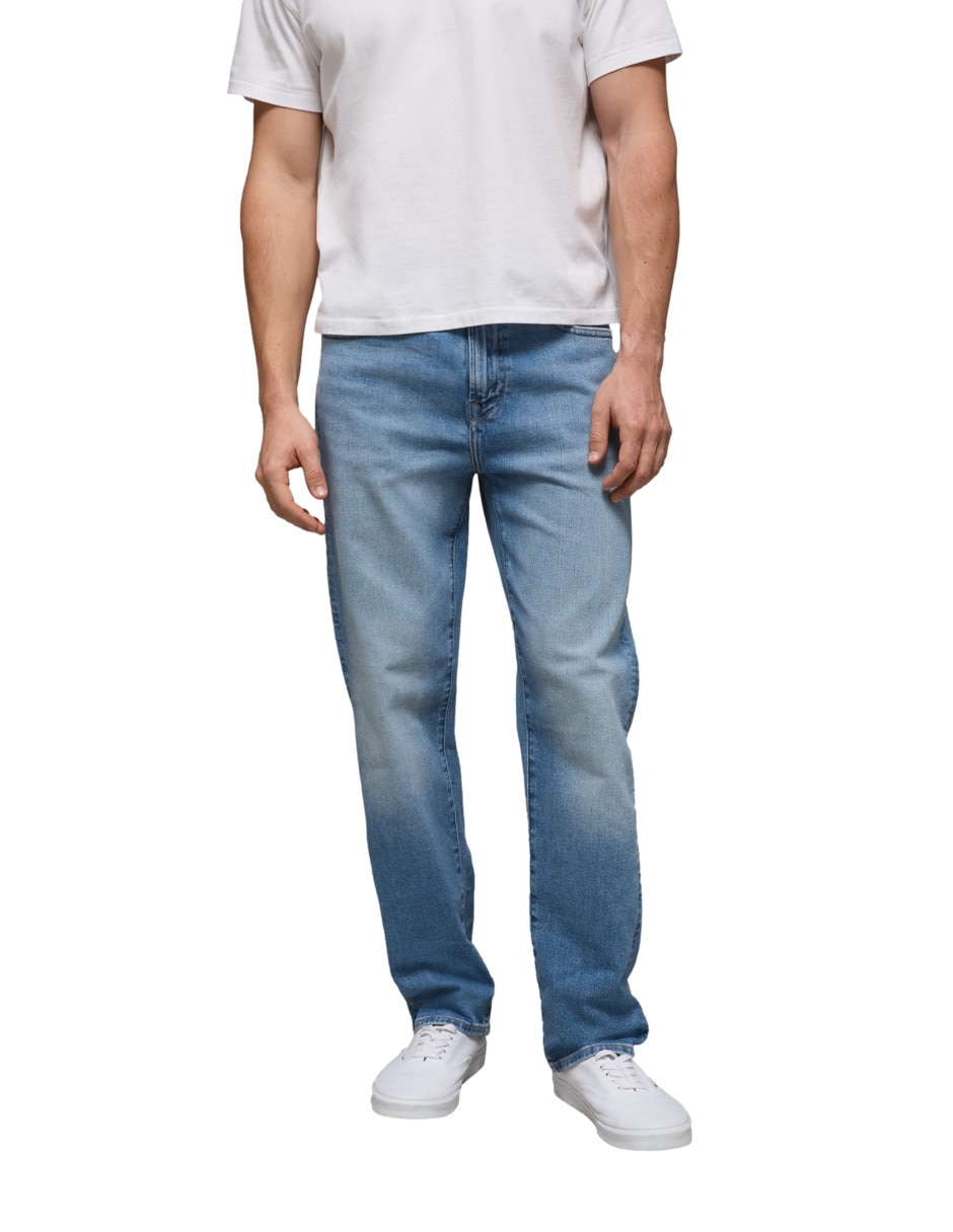 Jeans straight lavado claro para hombre