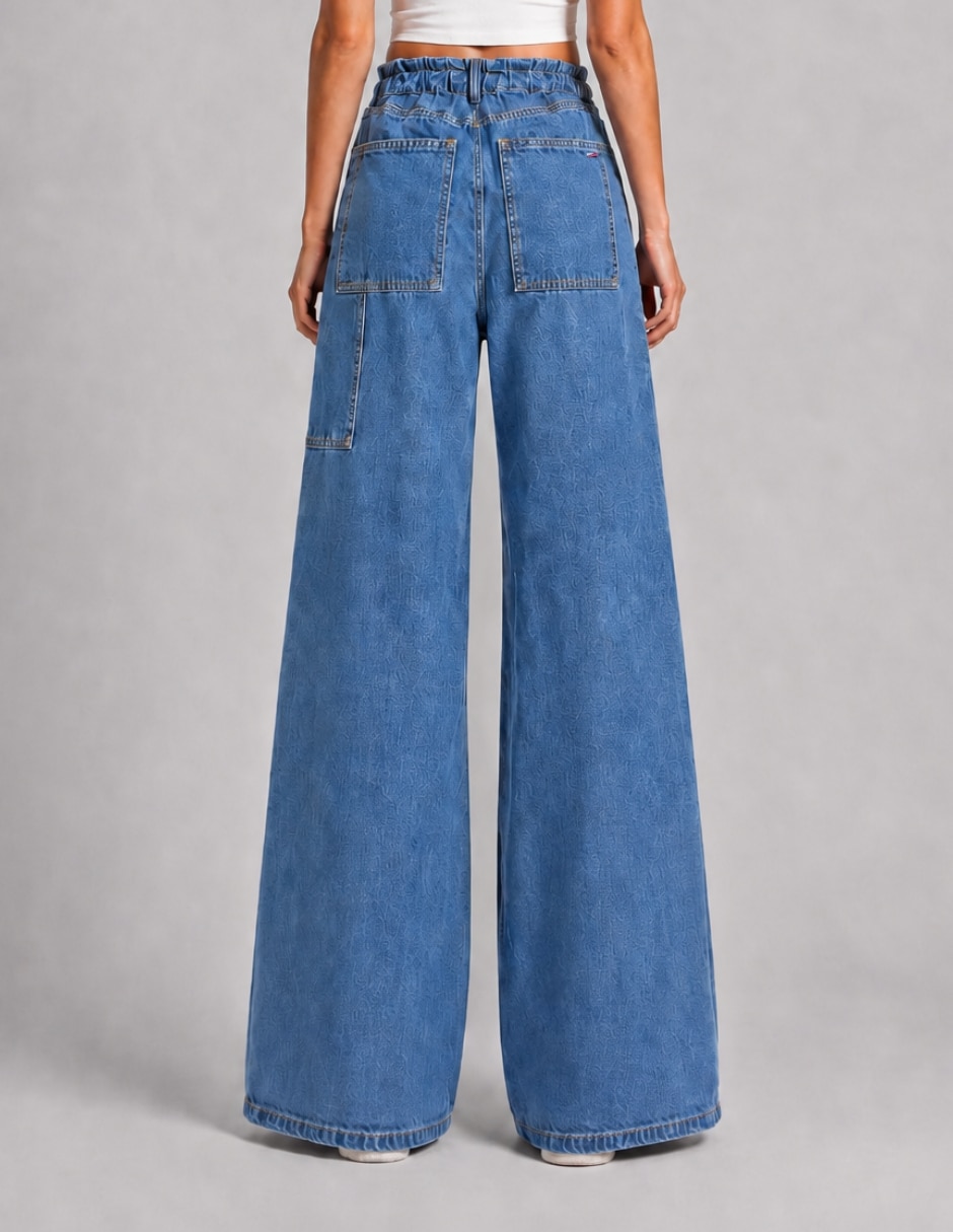 Jeans Regular Wide leg OBS JEANS corte Cintura alta para mujer