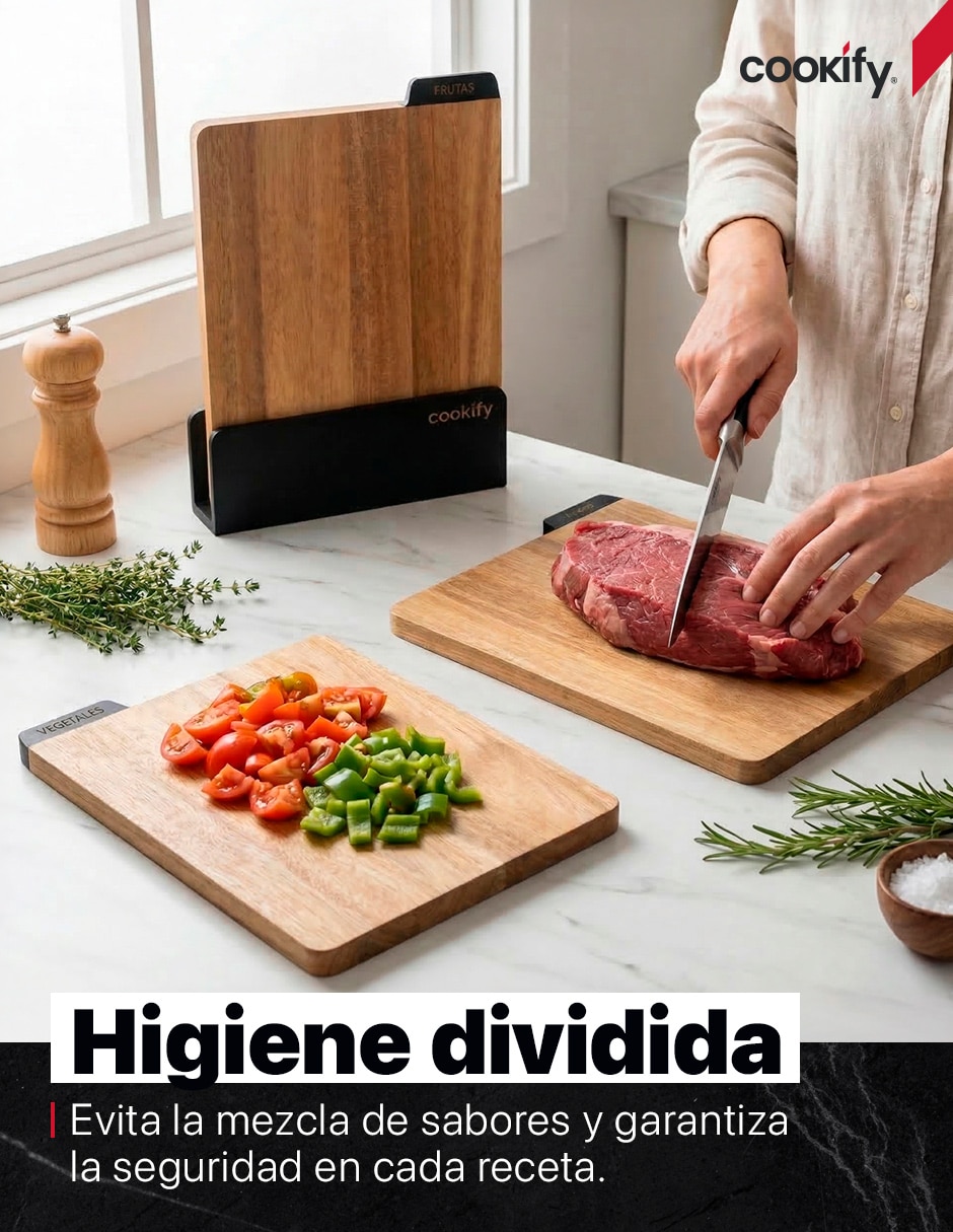 Set tabla para picar Cookify Acacia de madera