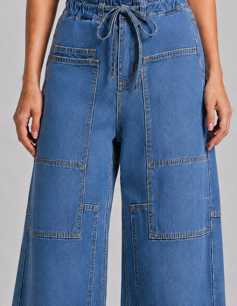 Jeans Regular Wide leg OBS JEANS corte Cintura alta para mujer