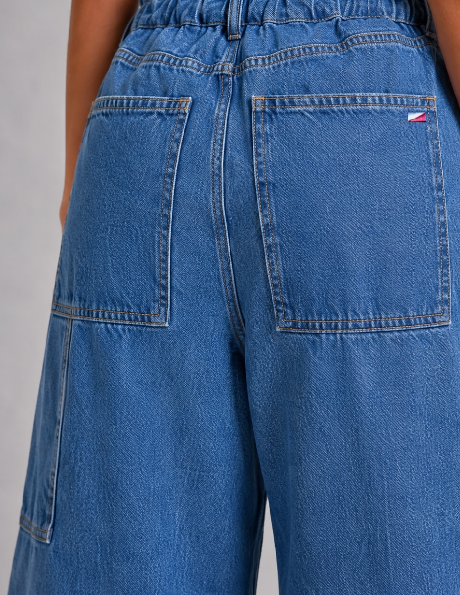 Jeans Regular Wide leg OBS JEANS corte Cintura alta para mujer