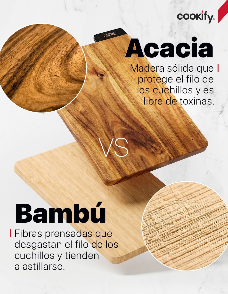Set tabla para picar Cookify Acacia de madera
