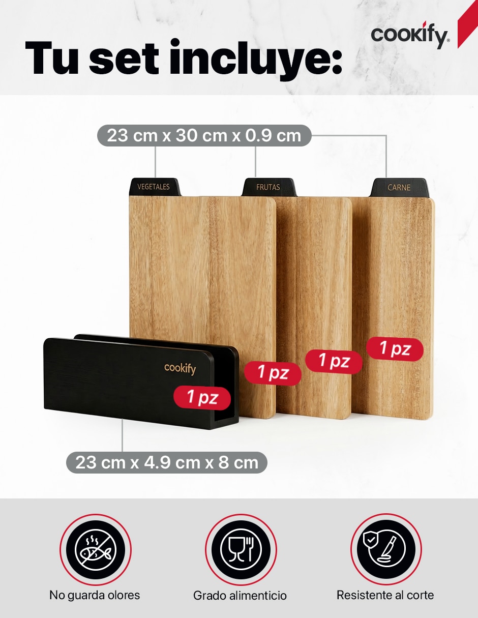 Set tabla para picar Cookify Acacia de madera