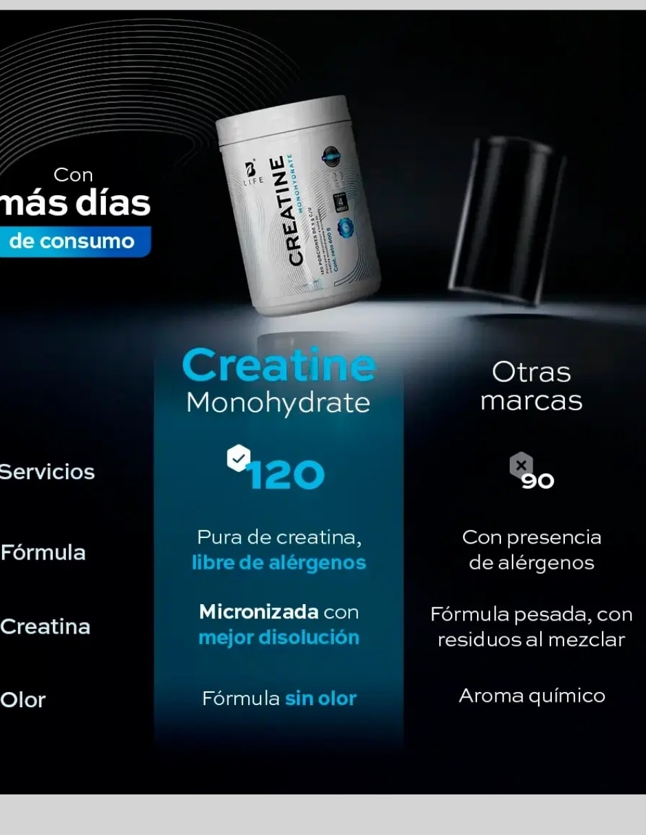 Creatina B Life Monohidratada micronizada de 600 g