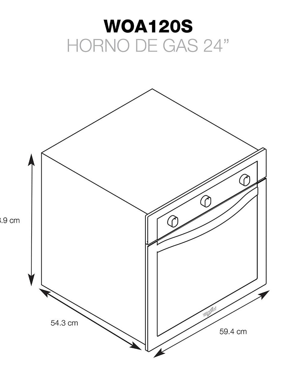Horno a gas LP WOA120S capacidad 24 L Horno a gas LP WOA120S capacidad 24 L