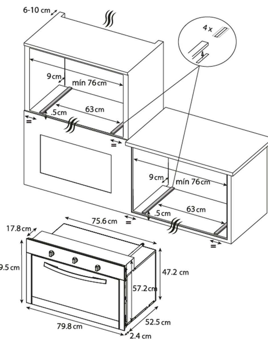 Horno a gas natural HSF 824 G capacidad 76 L