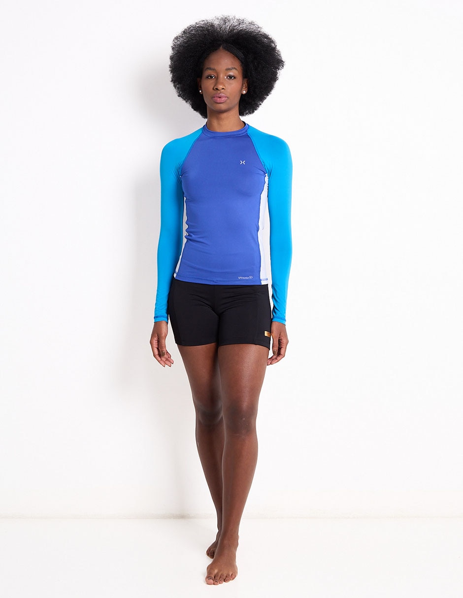 Wetshirt estampado bloques de color para mujer 6