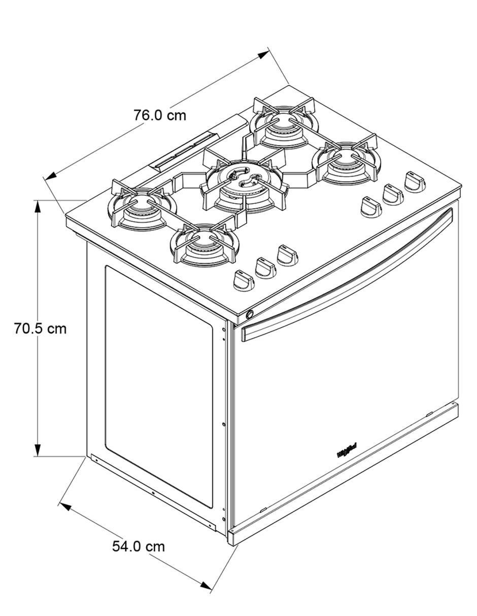 Estufa empotrable a Gas LP Whirlpool 76 cm WER7600S de 5 quemadores
