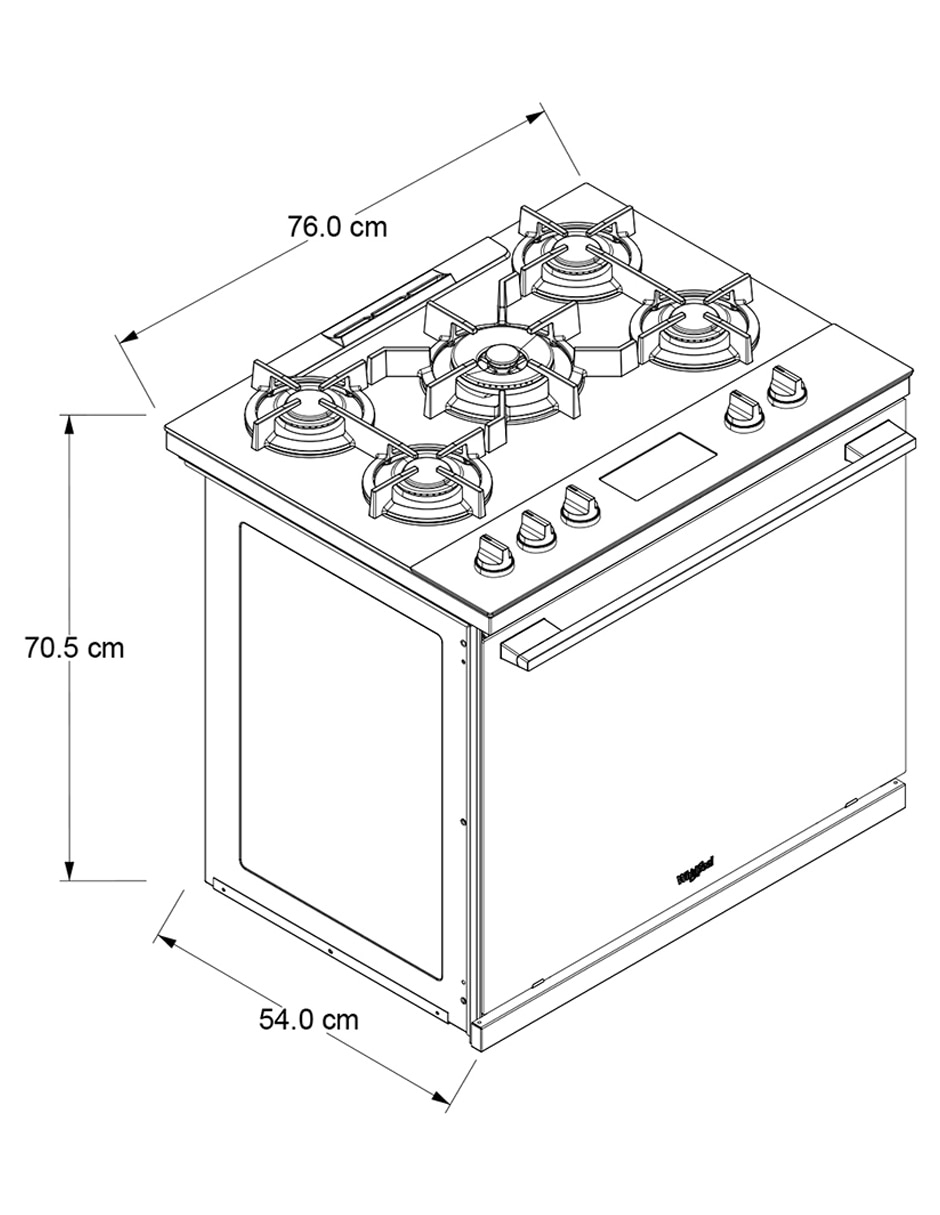 Estufa empotrable a Gas LP Whirlpool 76 cm WER9100S de 5 quemadores