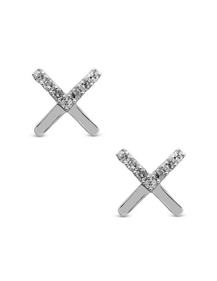 Aretes de oro blanco 14 K con acabado pavé diamante 1