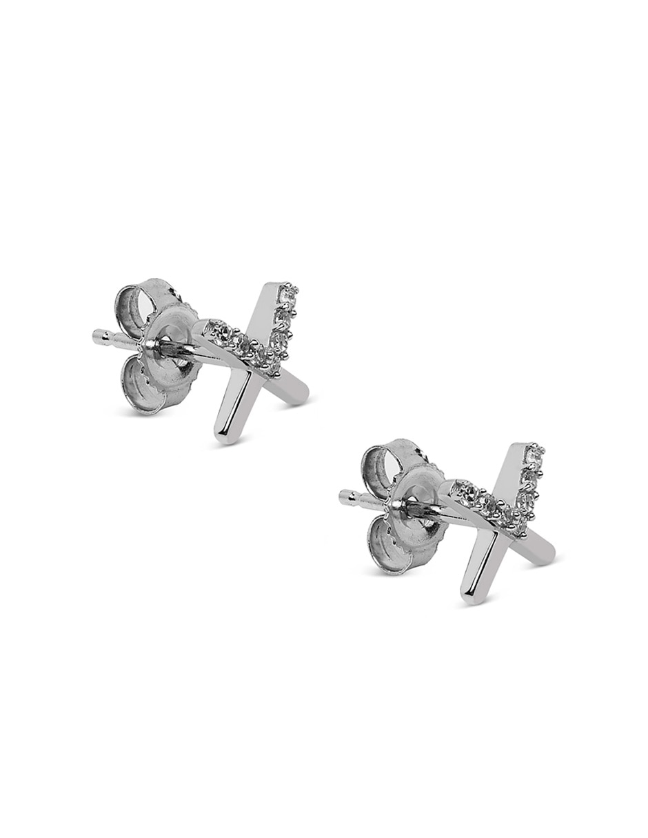 Aretes de oro blanco 14 K con acabado pavé diamante 2