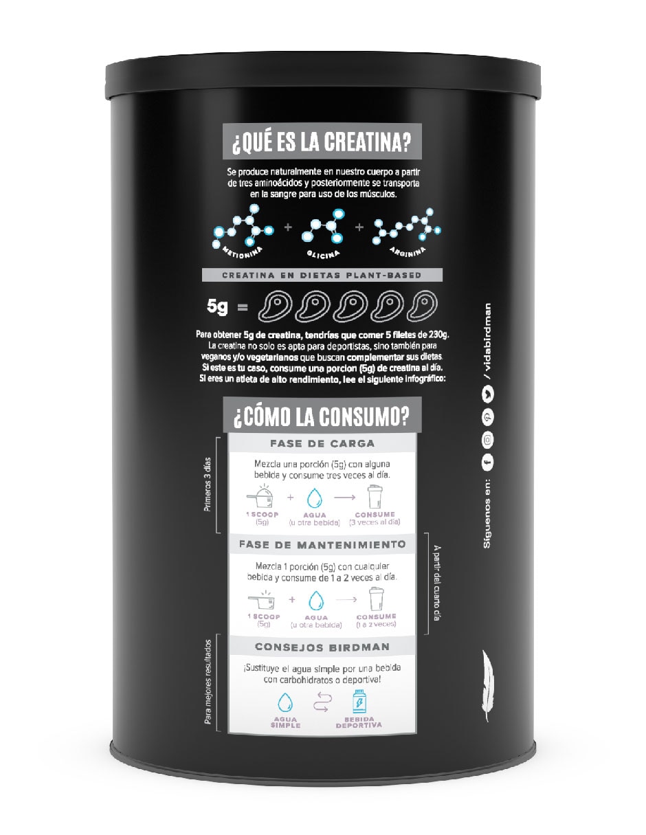 Birdman Creatina Monohidratada de Alta Pureza Creapure de 450 g