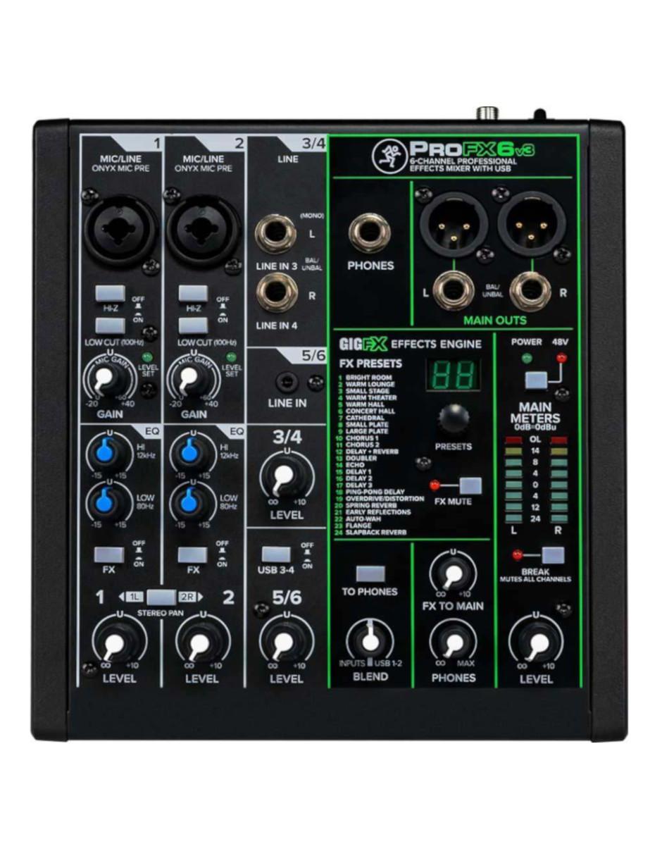 Mezcladora Mackie ProFX6v3 de 6 canales con FX