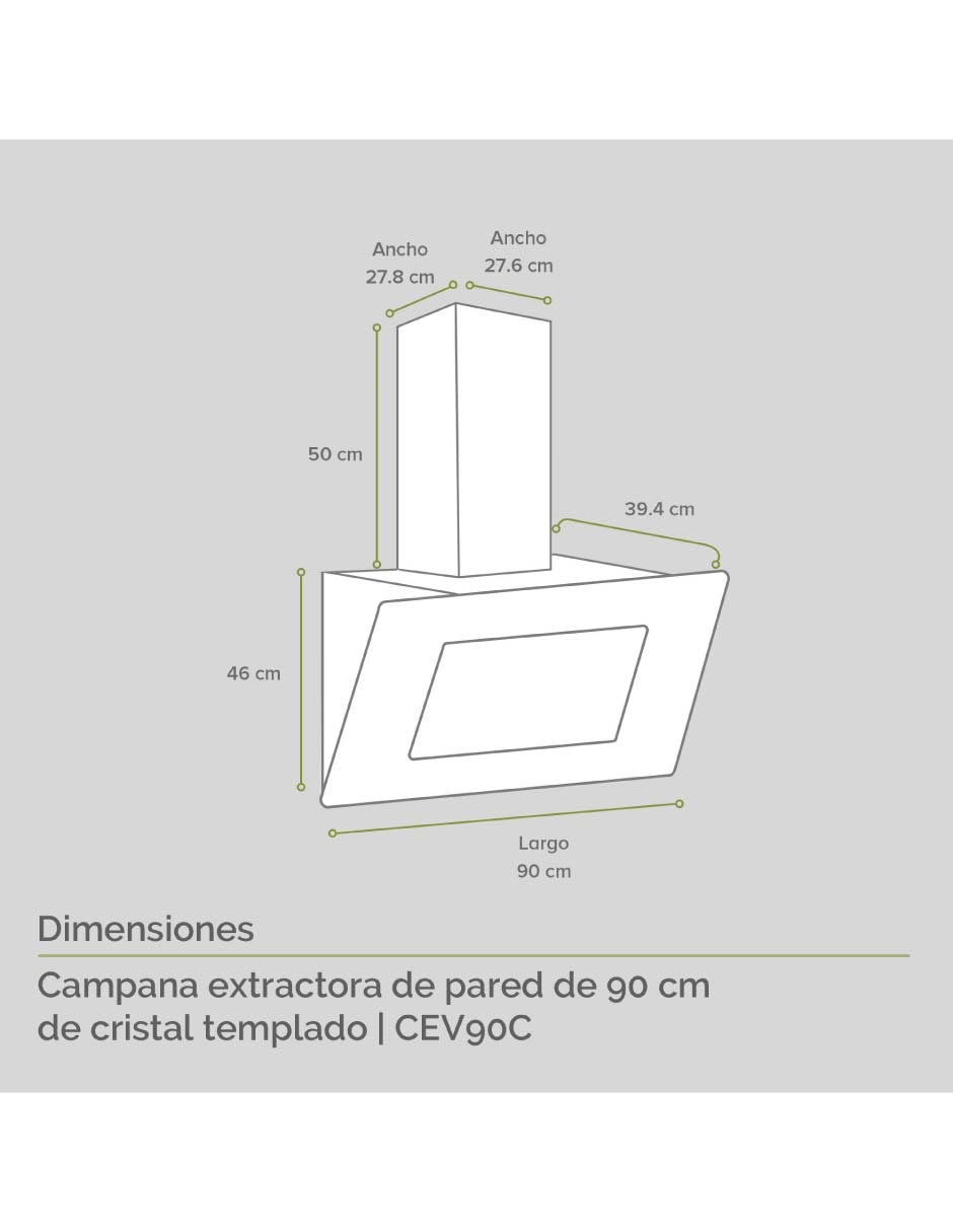 Campana de pared Avera CEV90C de acero inoxidable