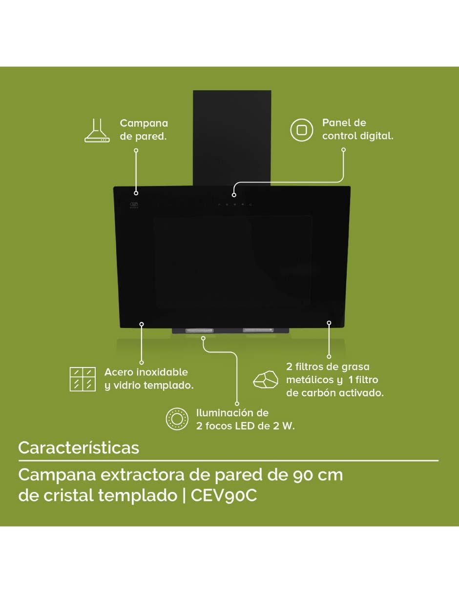 Campana de pared CEV90C de acero inoxidable