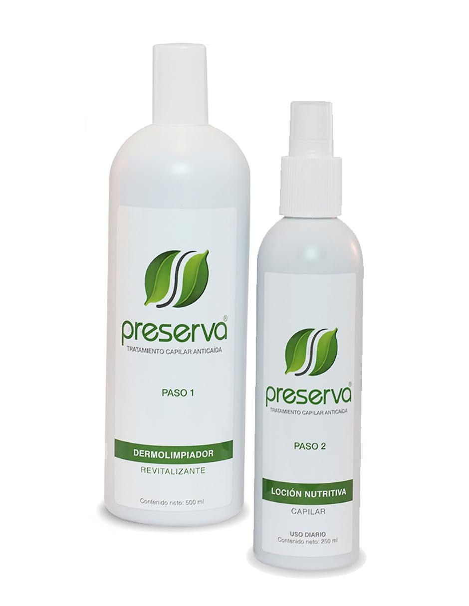 Set tratamiento capilar anticaída Preserva dermolimpiador + loción nutritiva capilar dermolimpiador revitalizante 500 ml y loción nutritiva capilar 250 ml