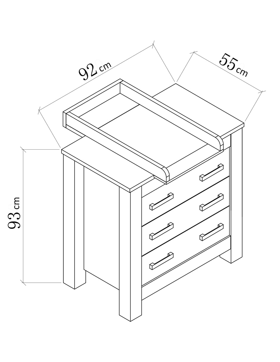 Cómoda con cambiador Bordeaux Mon Caramel de MDF