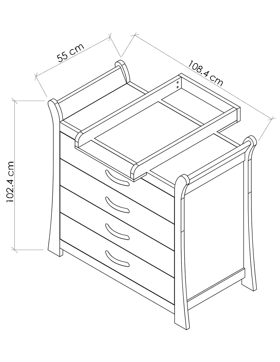 Cómoda Con Cambiador Noble De Mdf 5