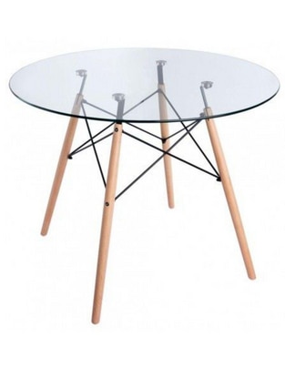 Mesa de comedor armable de cristal Mesa de comedor armable de cristal