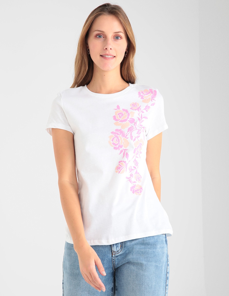 Playera manga corta cuello redondo mujer
