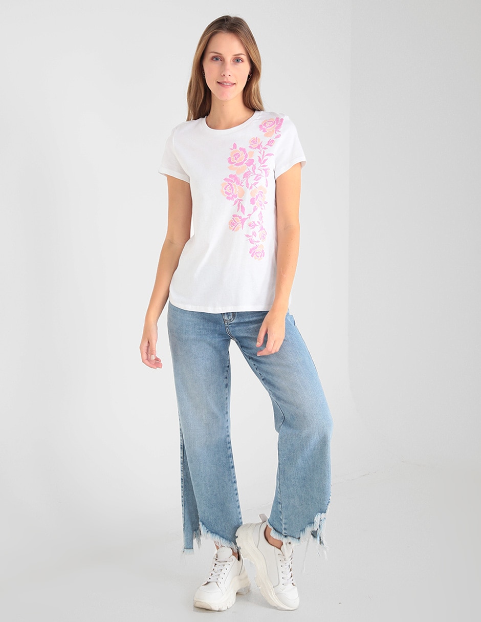 Playera manga corta cuello redondo mujer