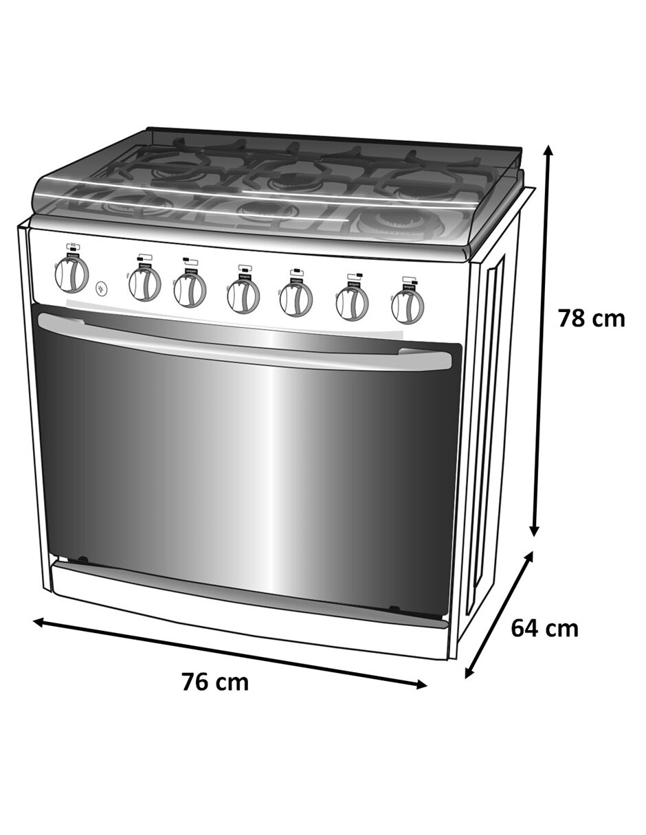 Estufa empotrable a gas lp 76 cm EE-6342CANNES de 6 quemadores 6