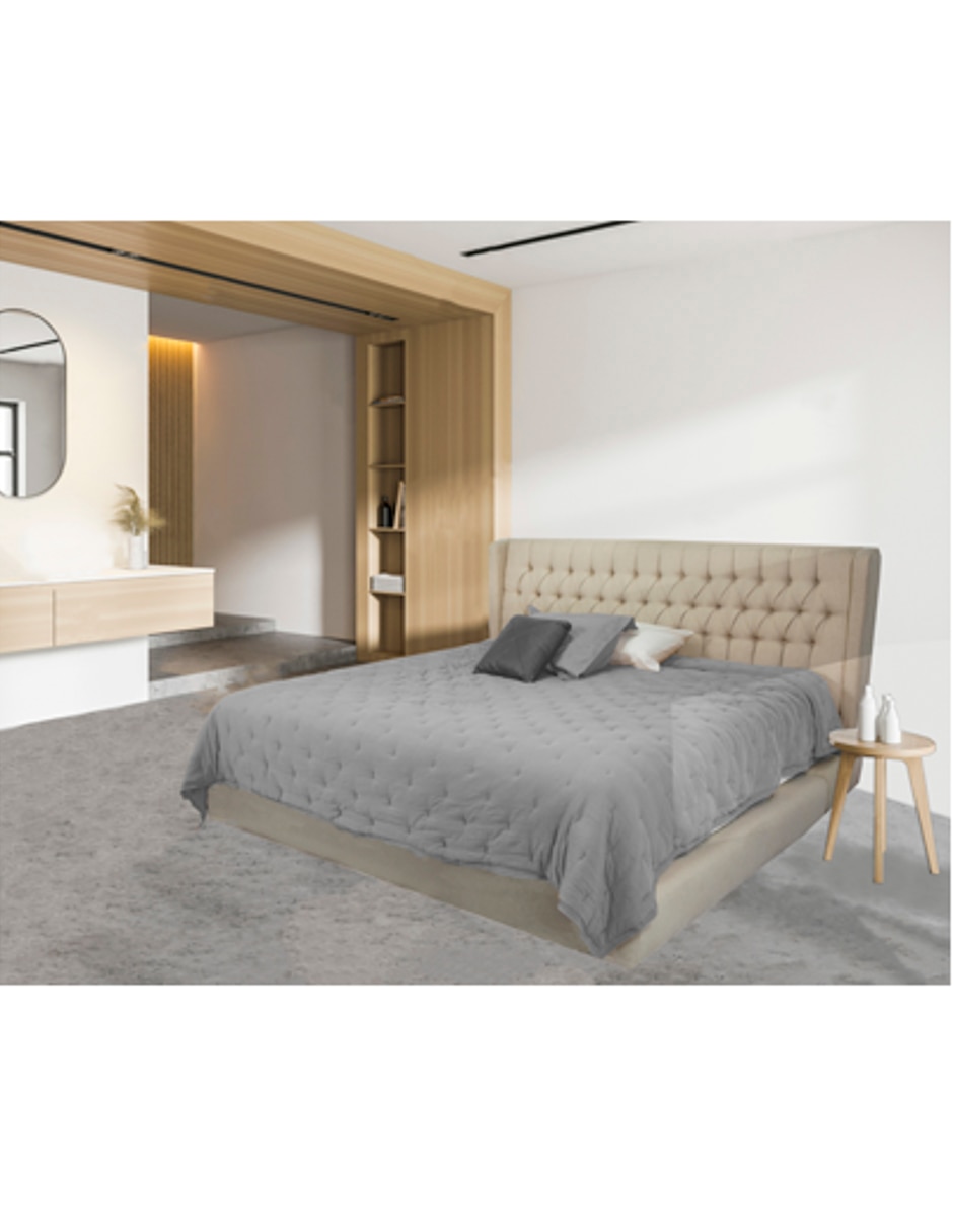 Base Para Cama Stella De Madera Y Tela 2