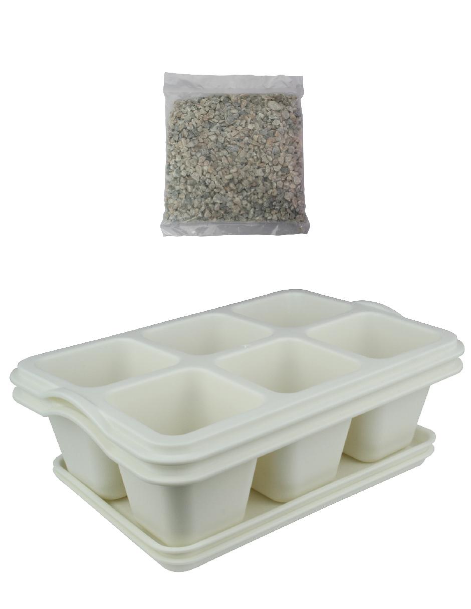 Maceta de plástico con sistema automático de riego
