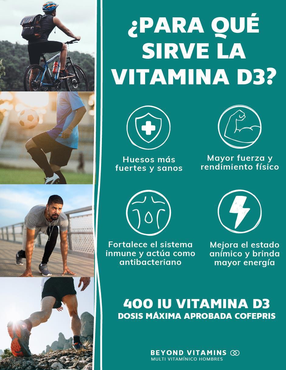 Multivitaminico con Vitamina D 23 vitaminas y minerales para Hombres Beyond Vitamins sabor natural de 60 cápsulas