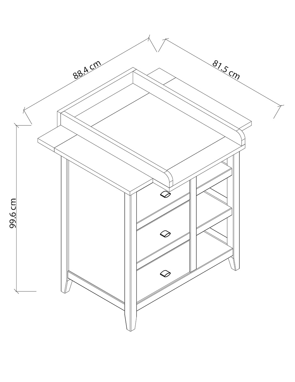 Cómoda con cambiador Lyon Mon Caramel de MDF