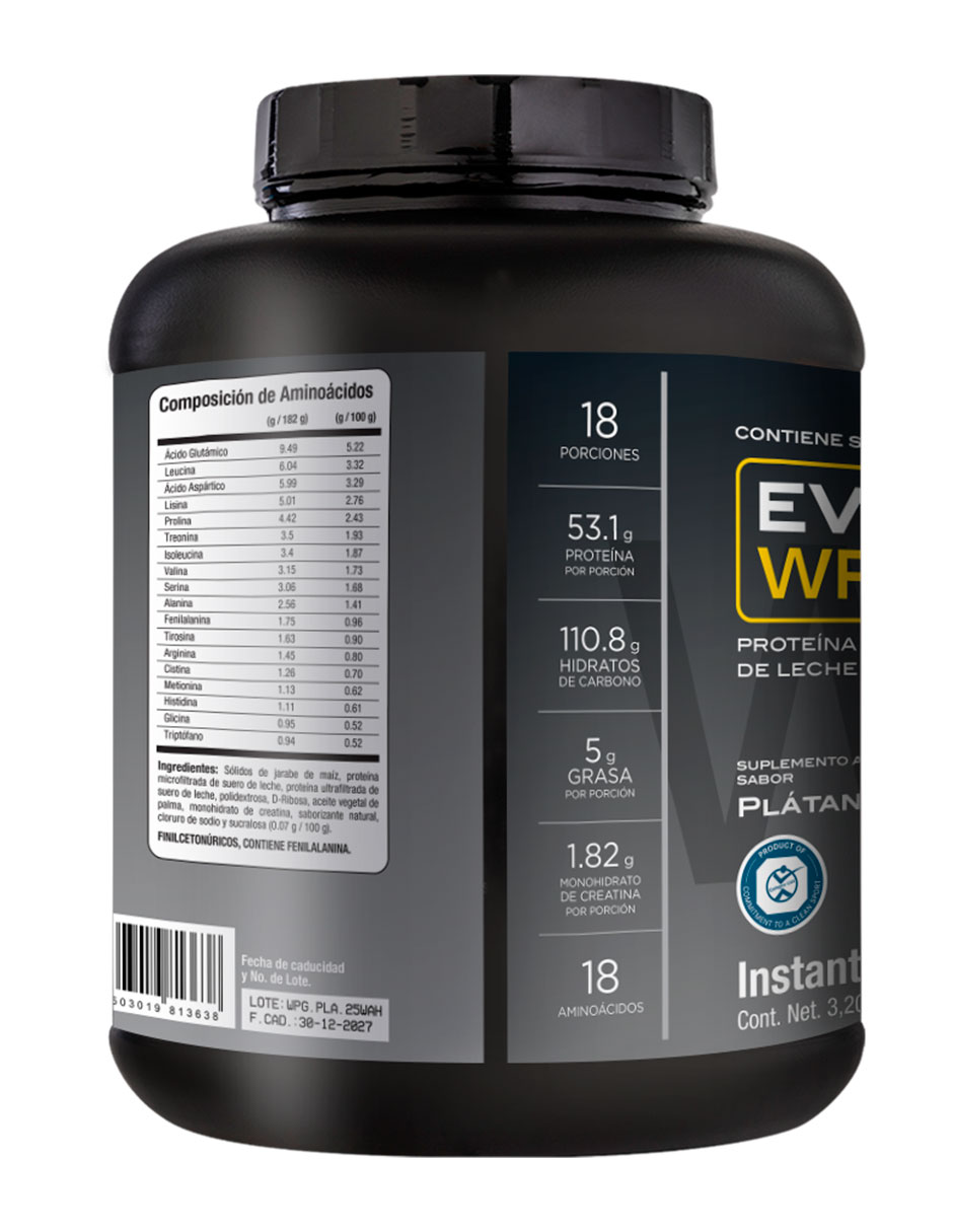 Proteína Evolution Nutraceutical Company sabor plátano de 3200g