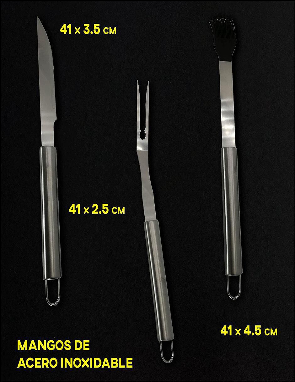 Set utensilios para asar de acero inoxidable