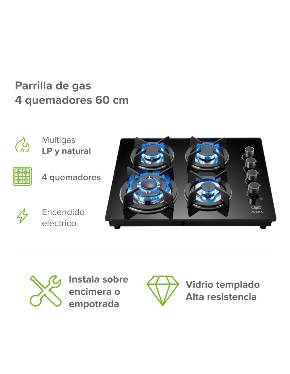 Parrilla multigas empotrable Avera