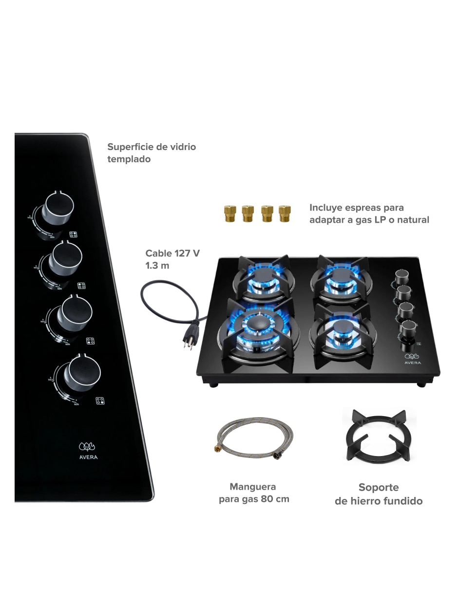 Parrilla multigas empotrable Avera
