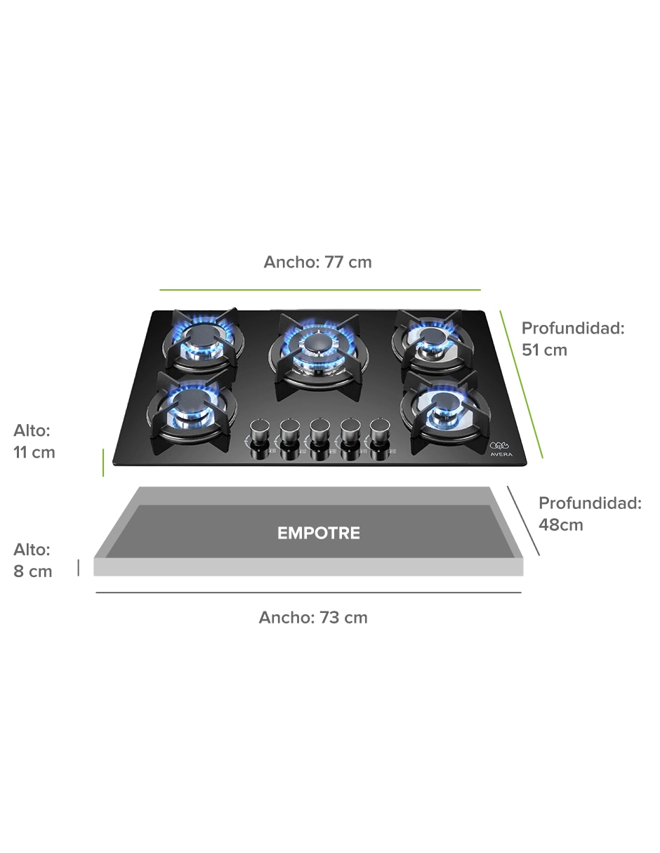 Parrilla multigas empotrable 6