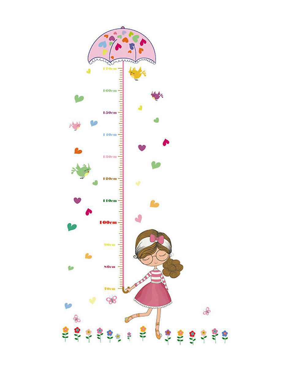 Vinil decorativo Dara Baby Niña bajo la lluvia Con Regla de Medición