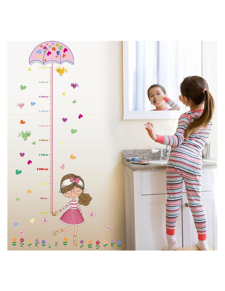 Vinil decorativo Dara Baby Niña bajo la lluvia Con Regla de Medición