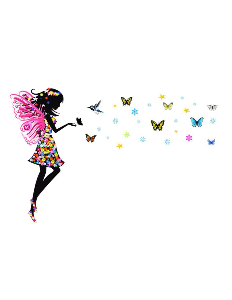 Vinilo decorativo Hada de Pie con Mariposas 1