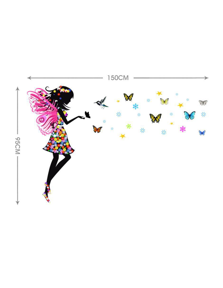 Vinilo decorativo Hada de Pie con Mariposas 2