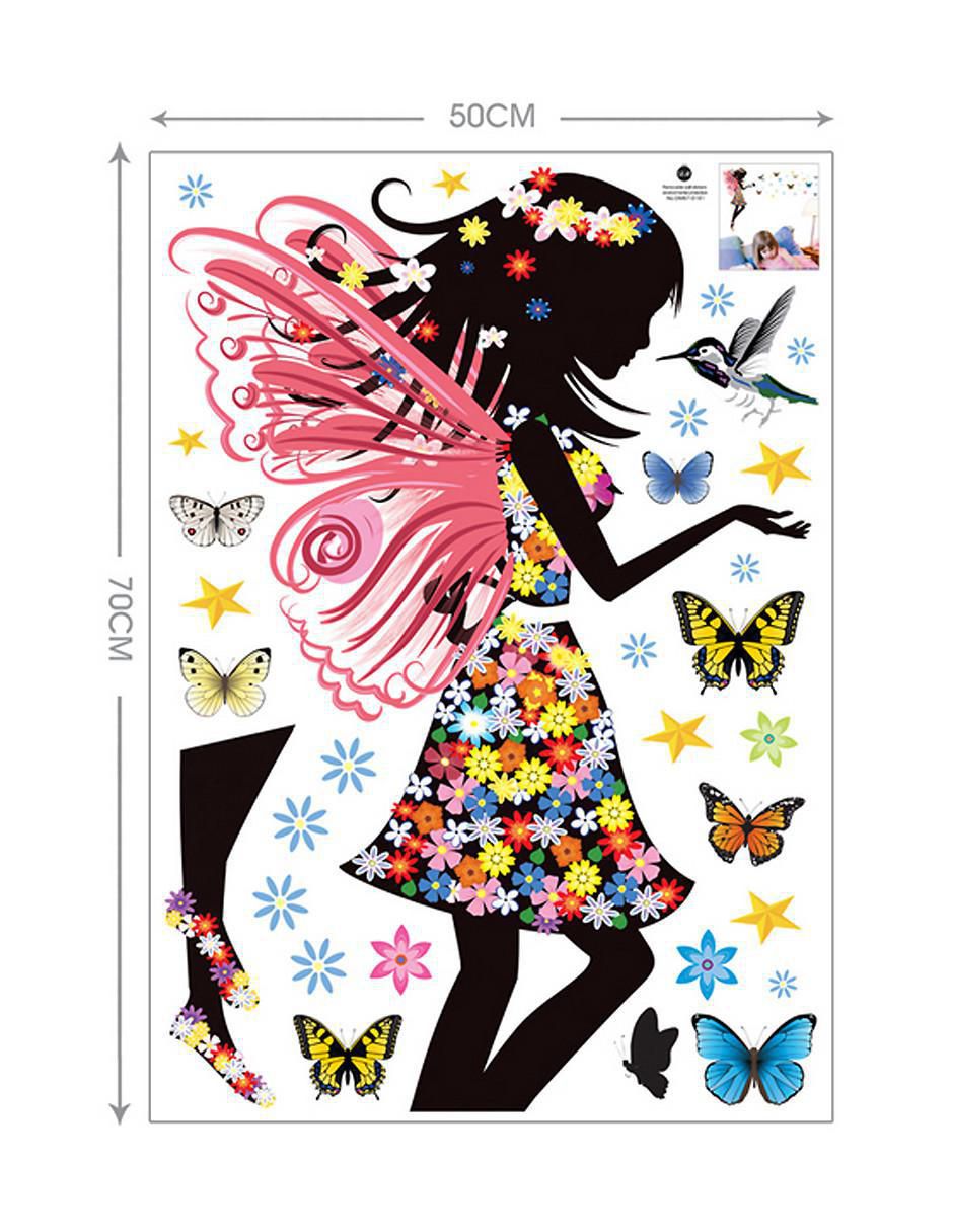 Vinilo decorativo Hada de Pie con Mariposas 3