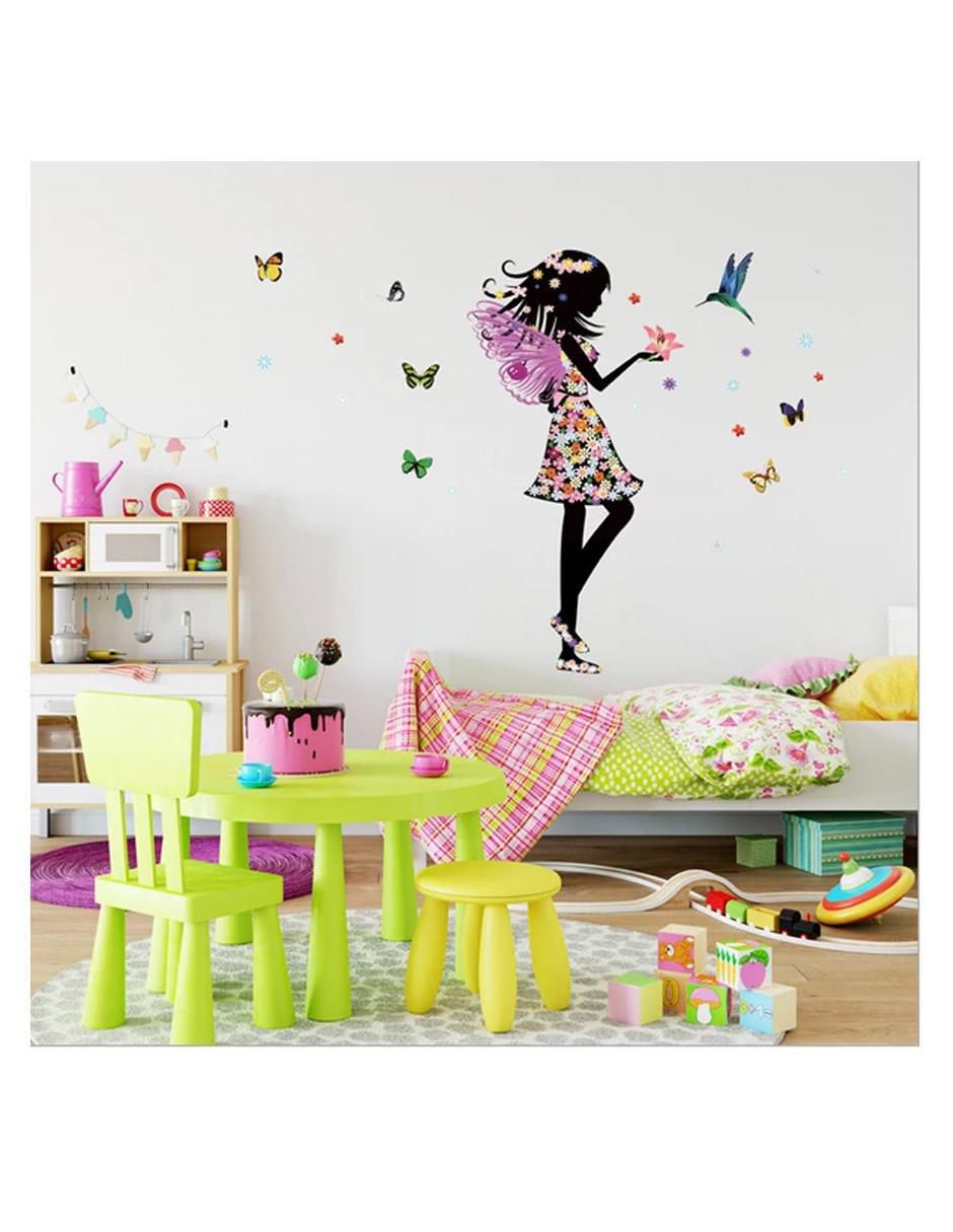 Vinilo decorativo Hada de Pie con Mariposas