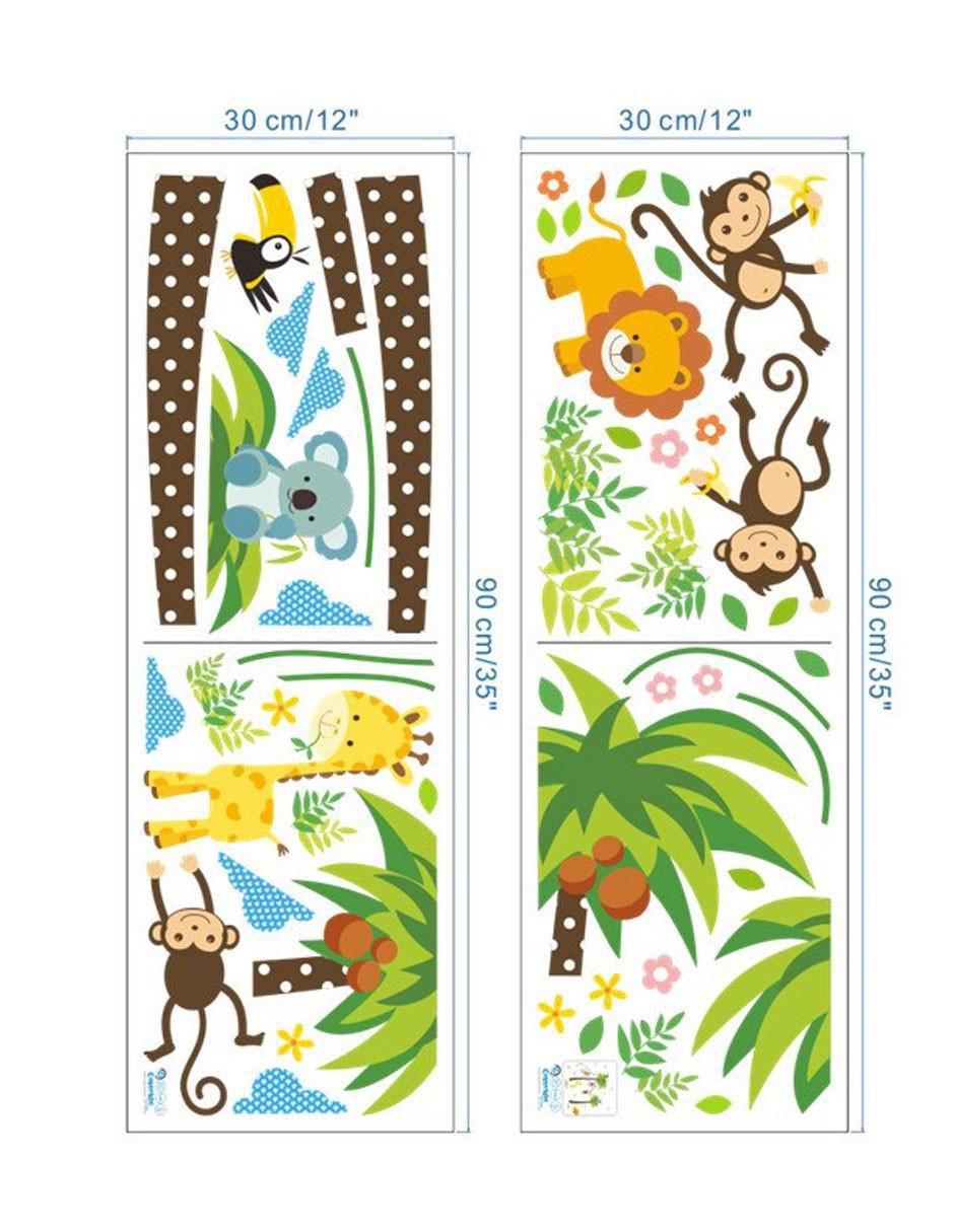 Vinil decorativo Palmeras Y Animales De La Selva 2