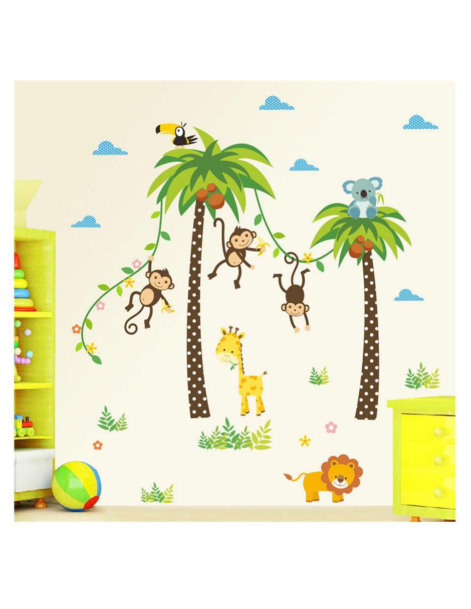 Vinil decorativo Palmeras Y Animales De La Selva