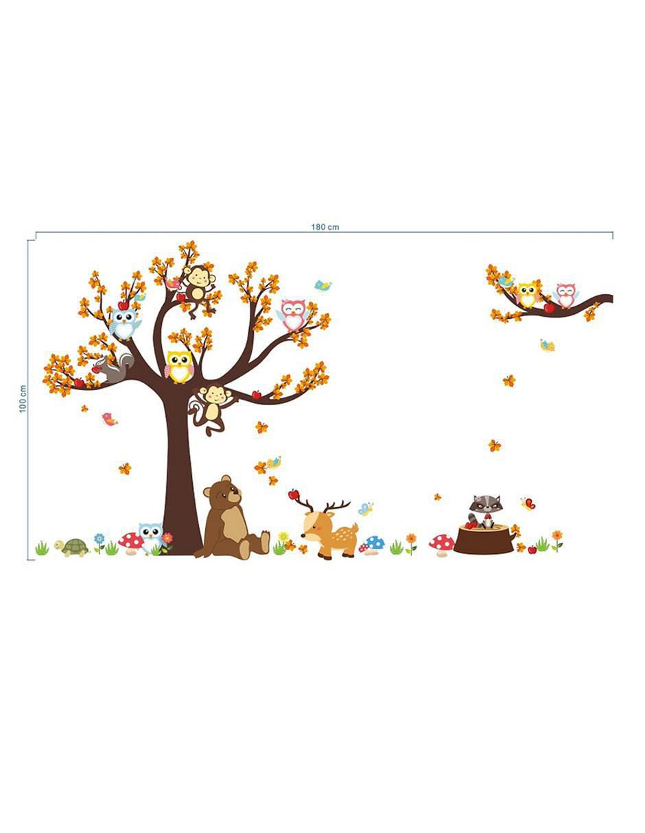 Vinil decorativo Bosque Con Búhos Y Osos 2