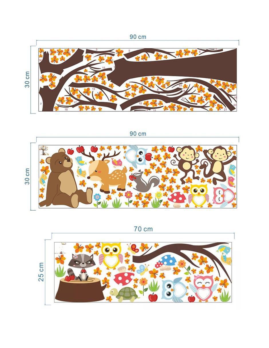 Vinil decorativo Bosque Con Búhos Y Osos 3