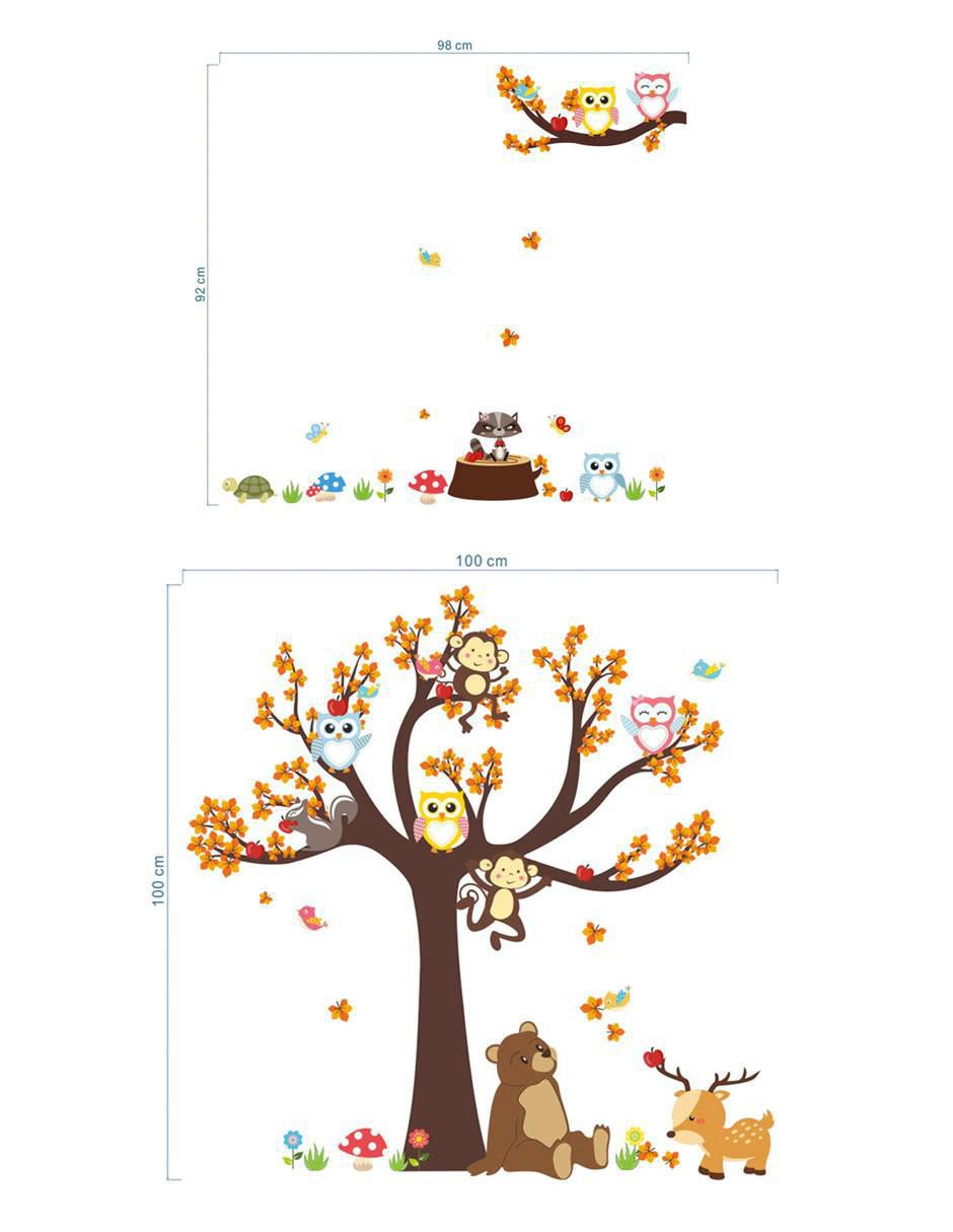 Vinil decorativo Bosque Con Búhos Y Osos