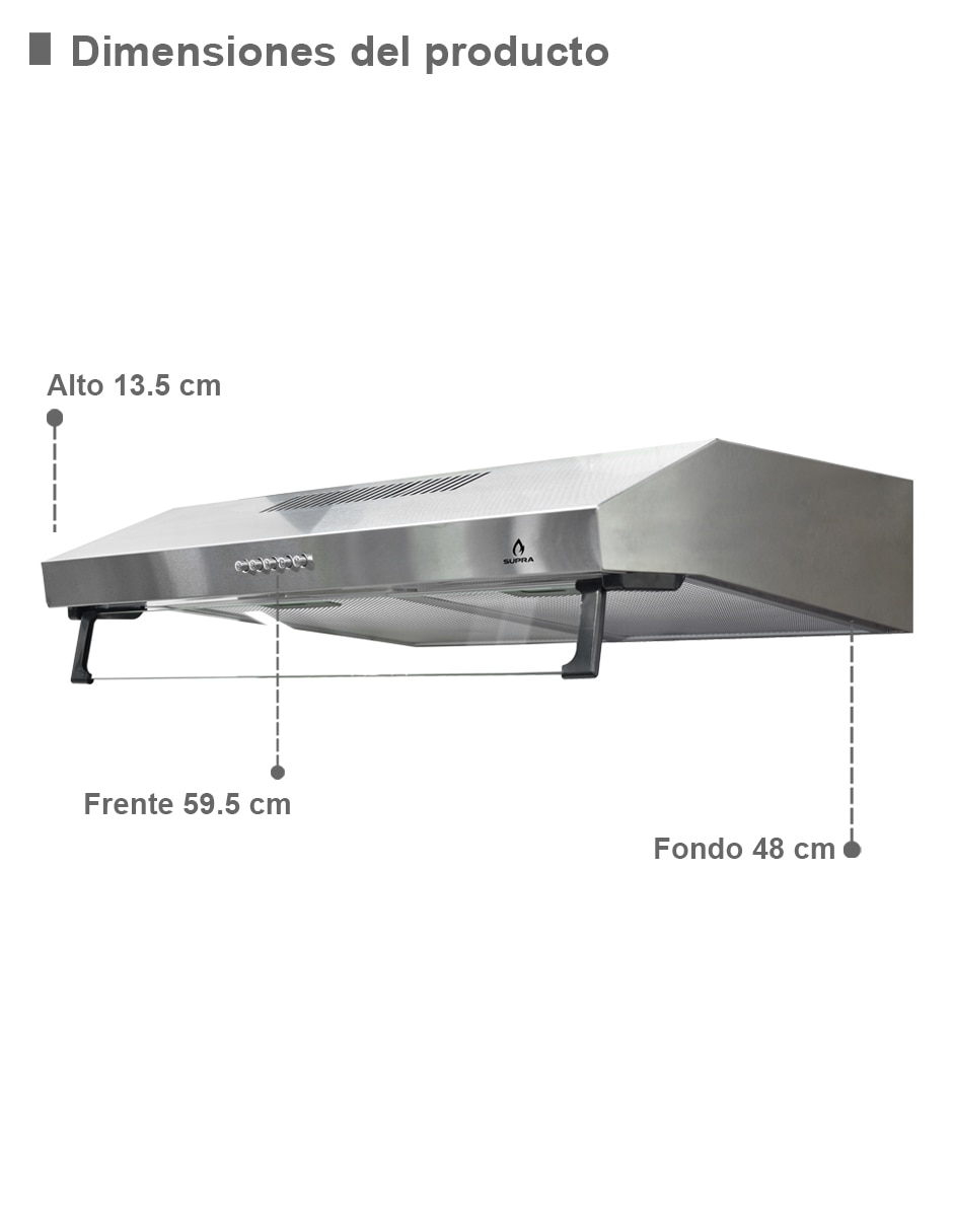 Campana de pared Supra NUBE A-60 de acero inoxidable 6