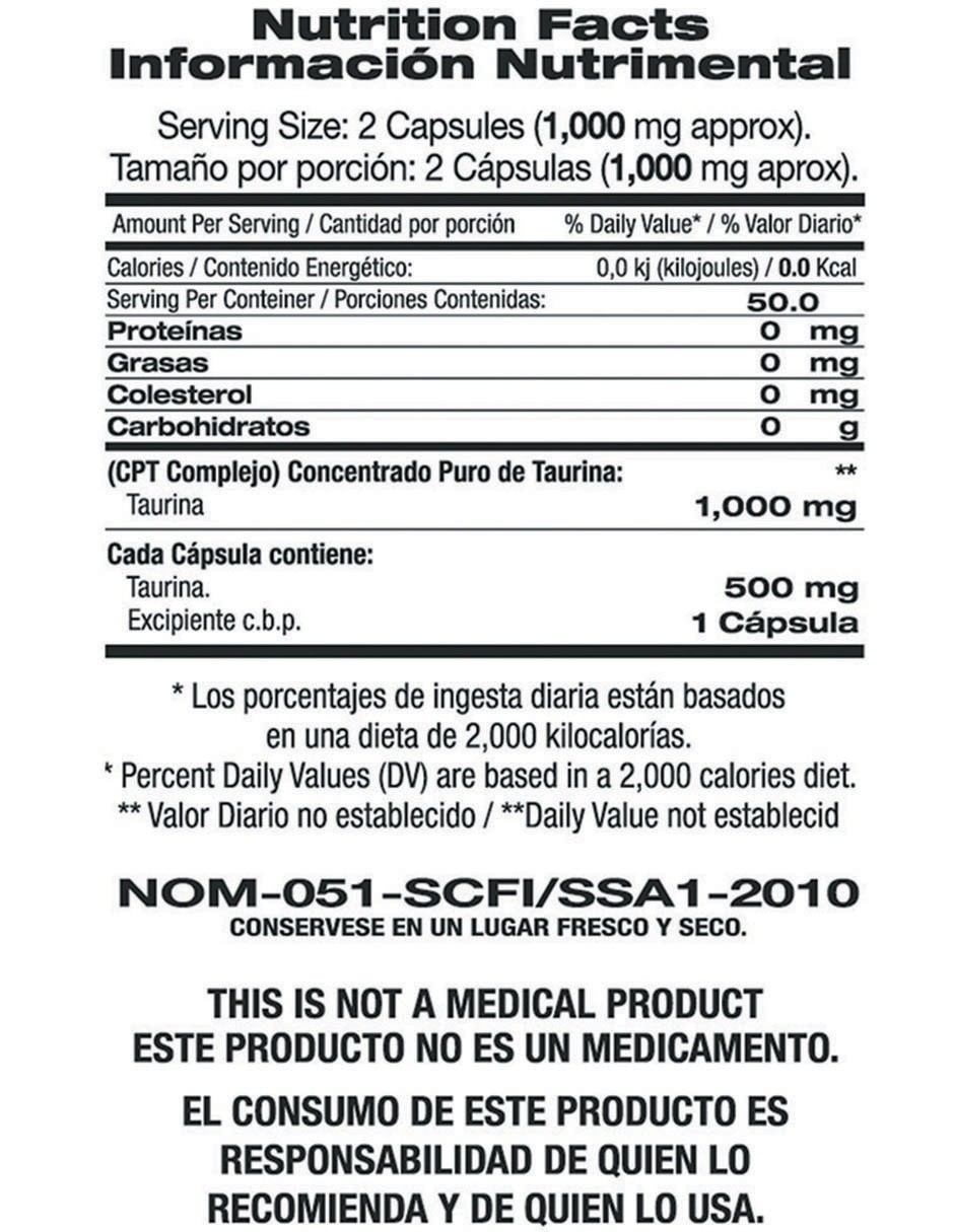 Fórmula de Taurina Food & Nutrition Technologies