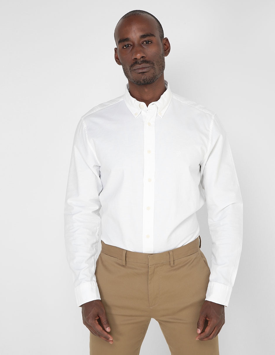Camisa de vestir de algodón manga larga para hombre